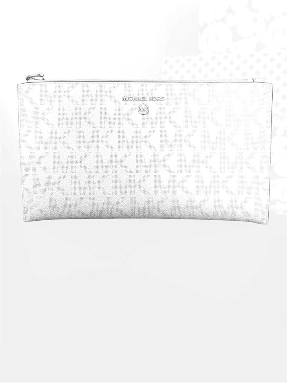 Michael Kors White MK Logo Medium Wristlet